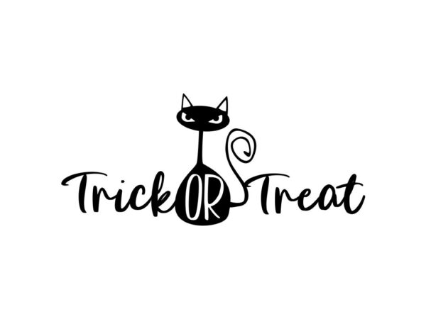 Trick or Treat Black Cat SVG Cut File